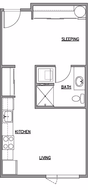 Open One Bedroom C 202B floor plan